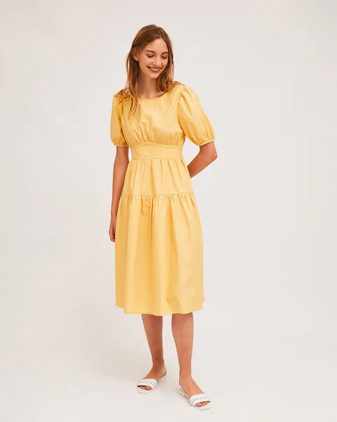 Puff Sleeve Tiered Dress - Yellow | ban.do Designs, LLC