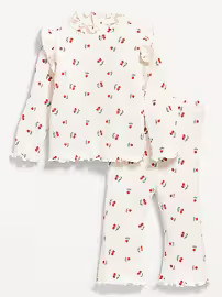Printed Cozy Rib-Knit Ruffled Top and Pants Set for Baby | Old Navy (US)