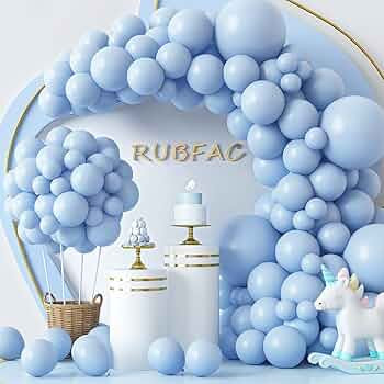 RUBFAC 129pcs Pastel Blue Balloons Different Sizes 18 12 10 5 Inch for Garland Arch, Light Blue B... | Amazon (US)