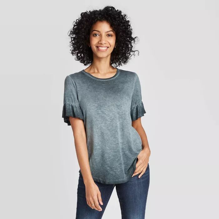 Women's Ruffle Short Sleeve Scoop Neck T-Shirt - Knox Rose™ | Target