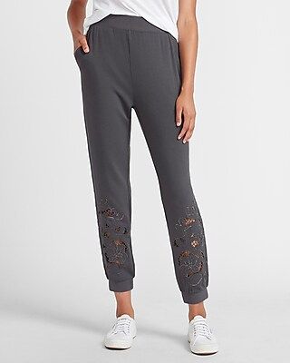 Super High Waisted Metallic Embroidered Jogger Pant | Express