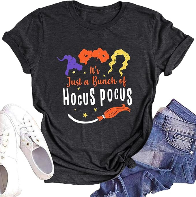 DESFSE It's Just A Bunch of Hocus Pocus T-Shirts for Women Sanderson Sisters Shirt Halloween Movi... | Amazon (US)