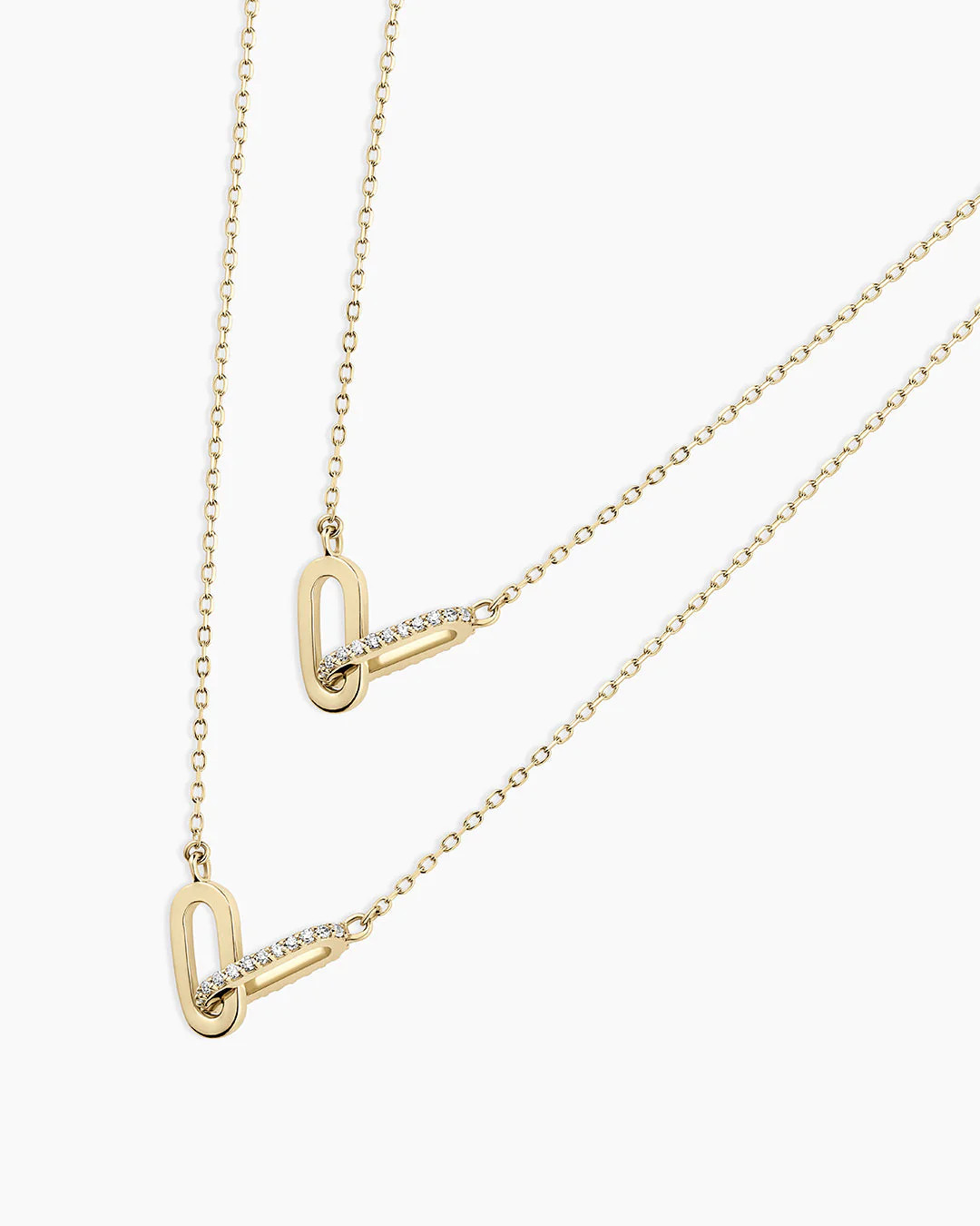Diamond Bond Interlocking Link Necklace - 14K Solid Gold / Set | gorjana
