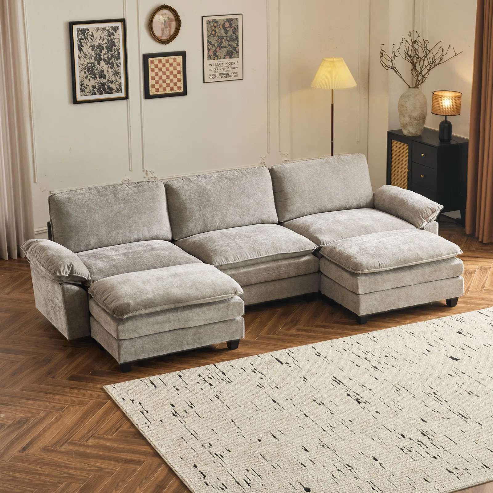 120'' W Double Layer U-shaped Cushion Cloud Comfy Couch | Wayfair North America