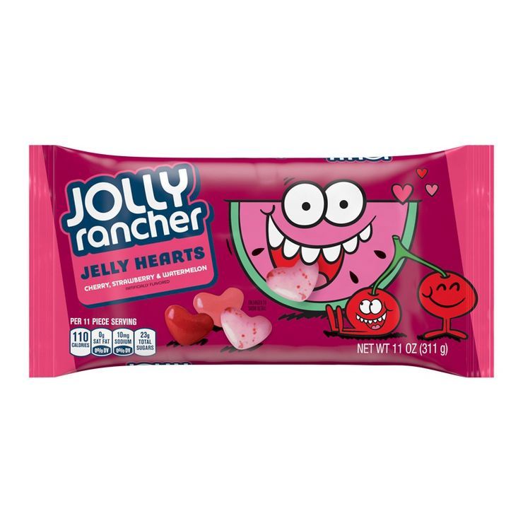 Jolly Rancher Valentine's Cherry Strawberry and Watermelon Jelly Hearts - 11oz | Target