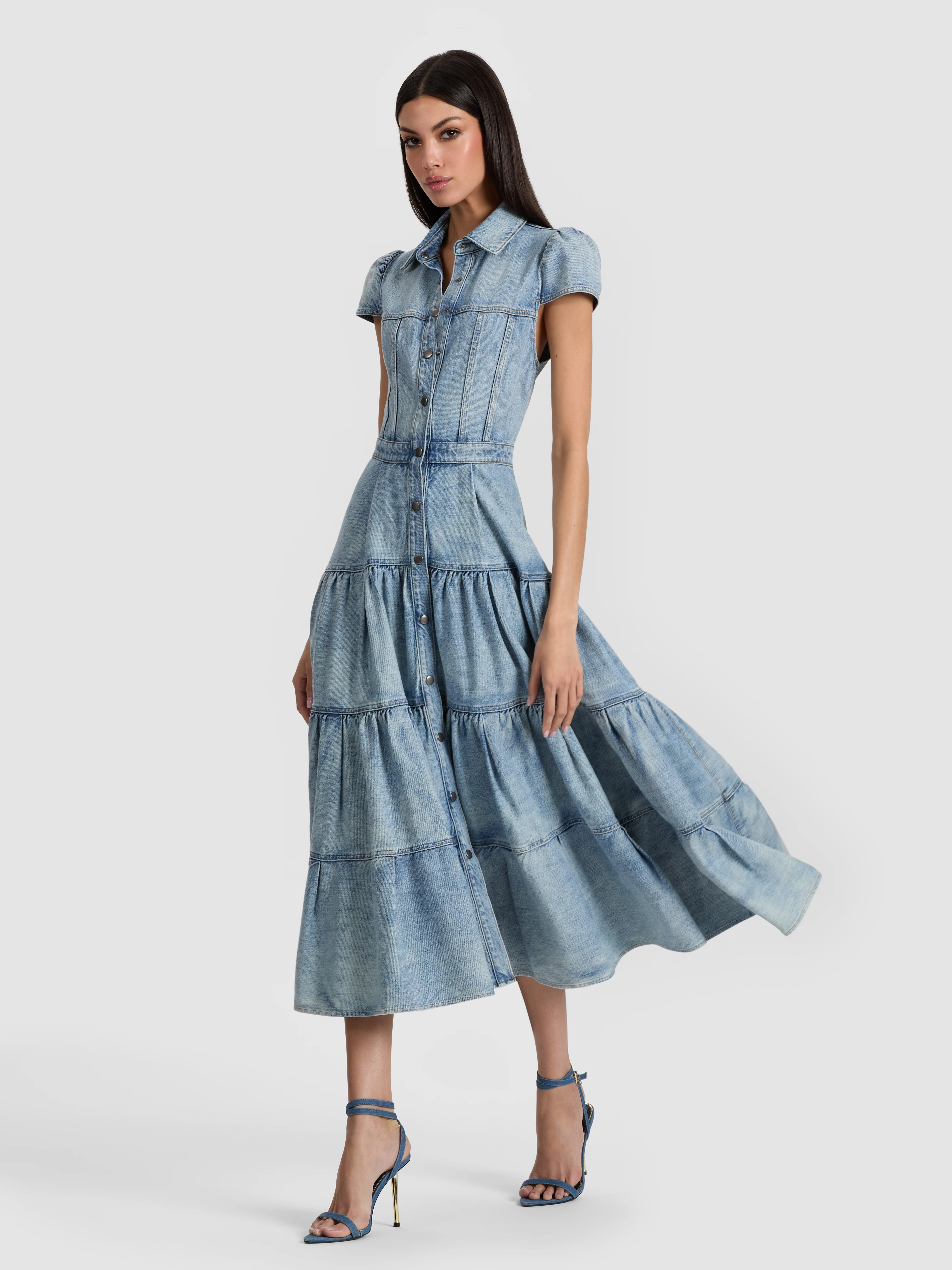 alice + olivia PATSY DENIM MIDI DRESS | Alice + Olivia