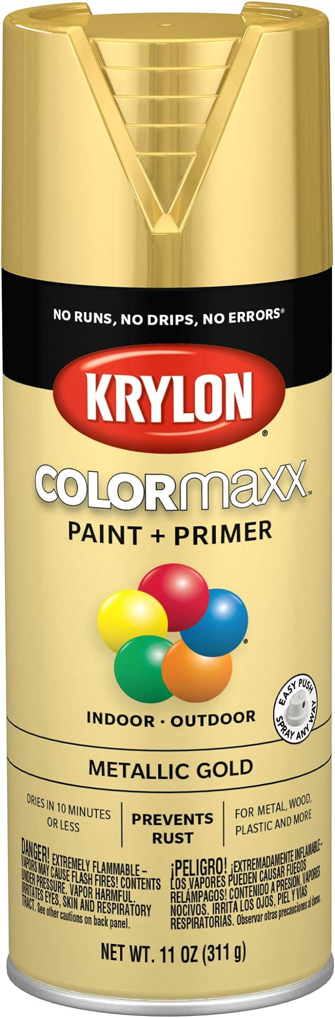 12 oz Krylon K05588007 COLORmaxx Gold Paint & Primer Spray Paint, Metallic | Amazon (US)