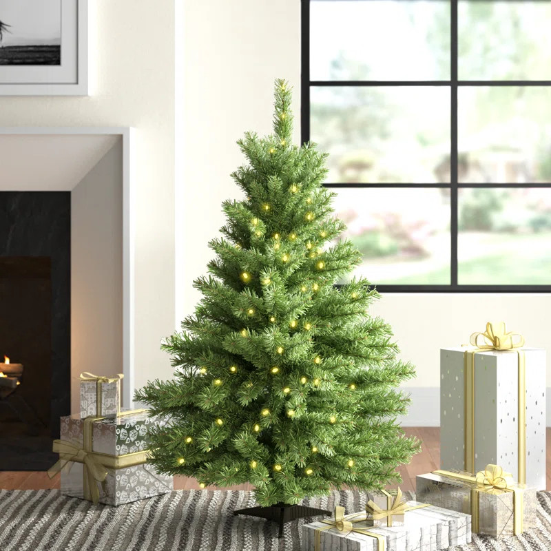 Kincaid Spruce 4' Green Christmas Tree with 100 Clear/White Lights | Wayfair North America