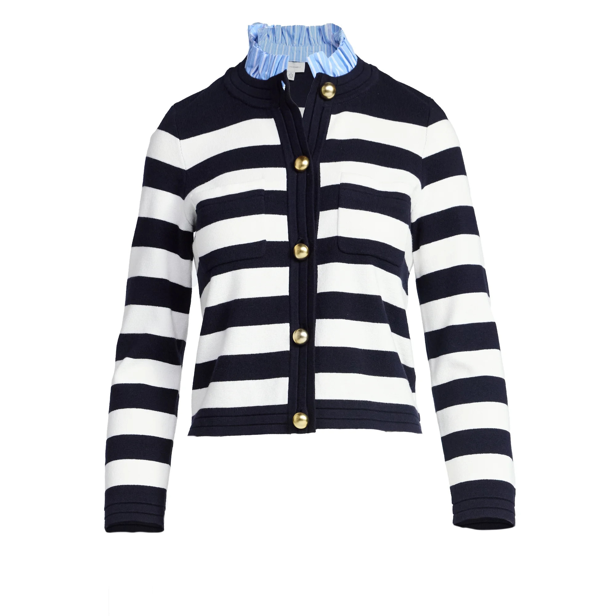 Free Assembly Women's Ruffle Neck Cardigan Sweater, Midweight, Sizes XS-XXL | Walmart (US)