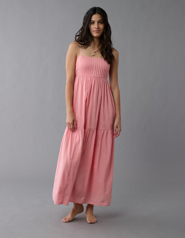 AE Pintuck Babydoll Maxi Dress | American Eagle Outfitters (US & CA)