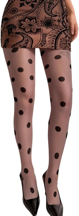ShawGobow Cute Sheer Polka Dot Tights For Women Size 0-6 | Patterned Mesh, 2000S Colorful Stockin... | Amazon (US)