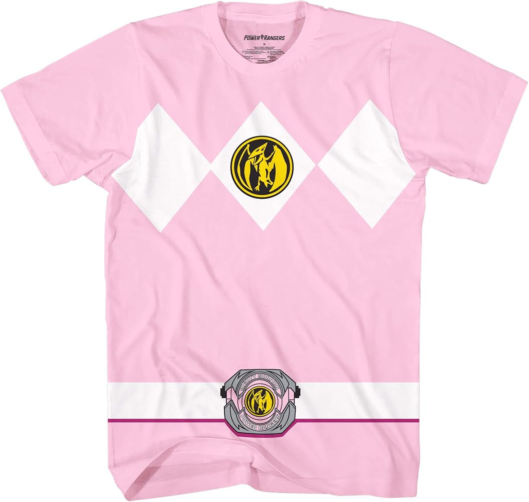 Mighty Morphin Power Rangers Red Blue Yellow Pink Green Black White Blue Costume T-Shirt | Amazon (US)