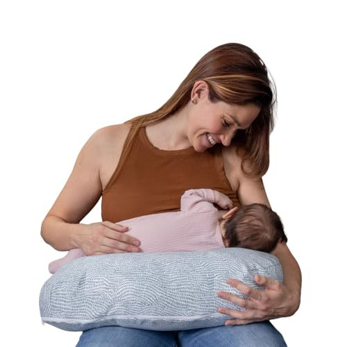 Boppy Nursing Pillow - Ergonomic Bottle & Breastfeeding Pillow with High, Firm, Large Area, Water-Repellent Cushion with Washable Cover; Baby Safety Alliance Verified - Blue Speckled Current | Amazon (US)