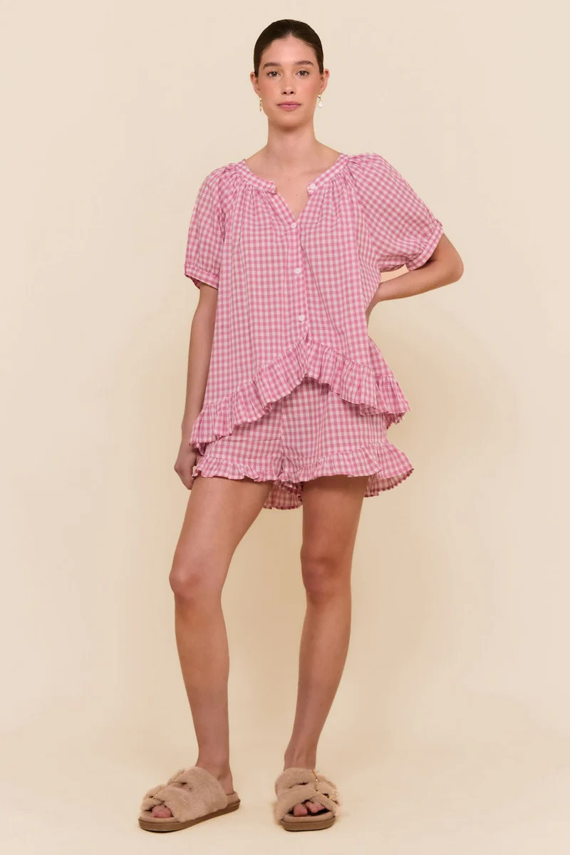 Sophie Sleep Set - Cotton - Gingham Berry | Piyama US