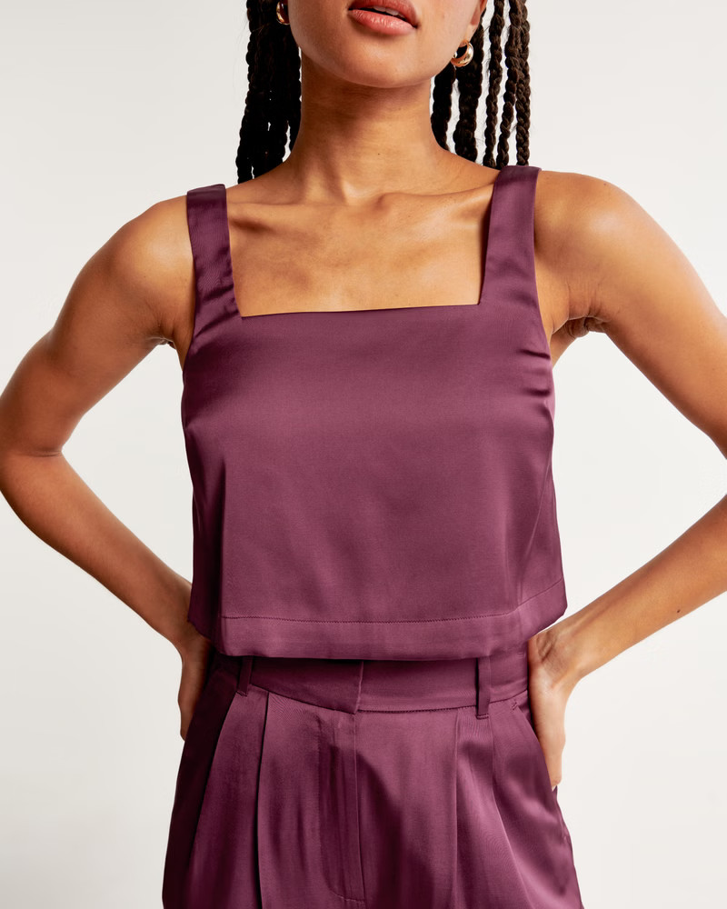 Women's Satin Squareneck Set Top | Women's Up To 25% Off Select Styles | Abercrombie.com | Abercrombie & Fitch (US)