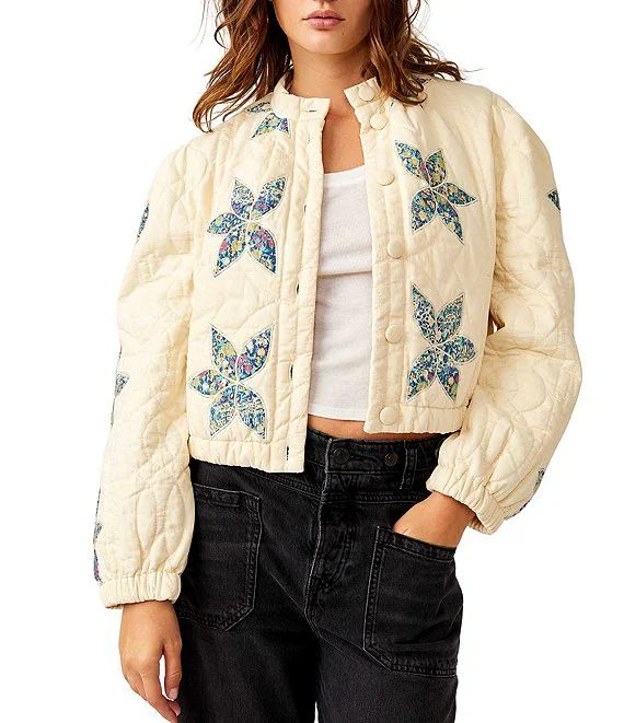 Quinn Quilted Patchwork Button Front Long Sleeve Jacket | Dillard's
