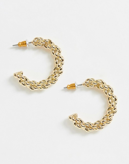 ASOS DESIGN hoop earrings in twist rope design in gold | ASOS US