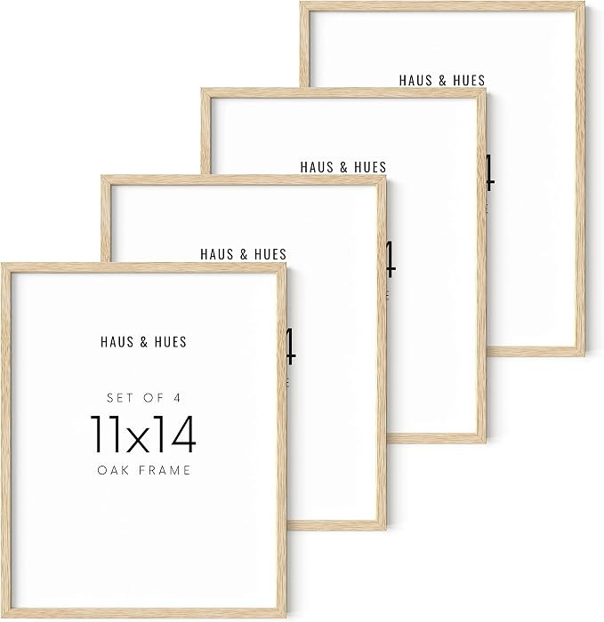 HAUS AND HUES Beige Oak Wood 11x14 Picture Frame, Set of 4, Natural Finish | Amazon (US)