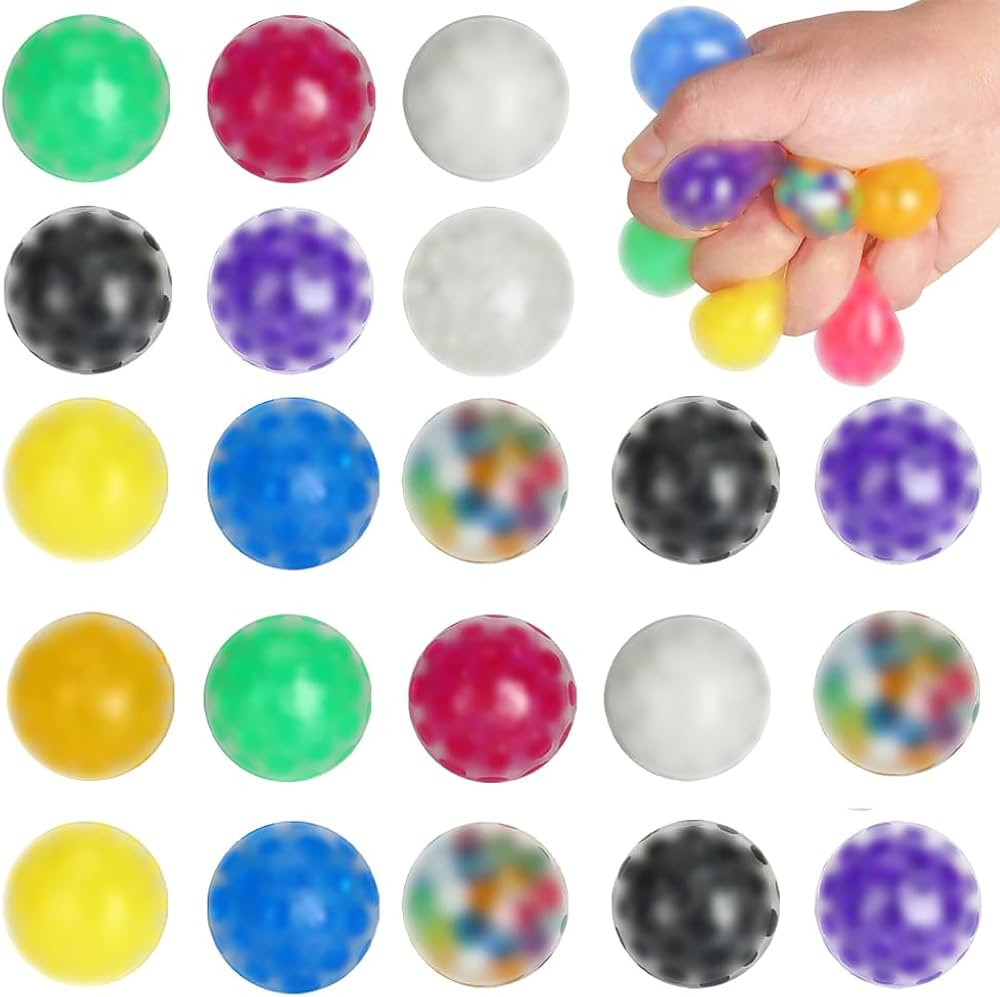 20 Pack Mini Stress Balls, Colorful Squishy Squeeze Balls Bulk Goodie Bag Stuffers Fidget Stress ... | Amazon (US)