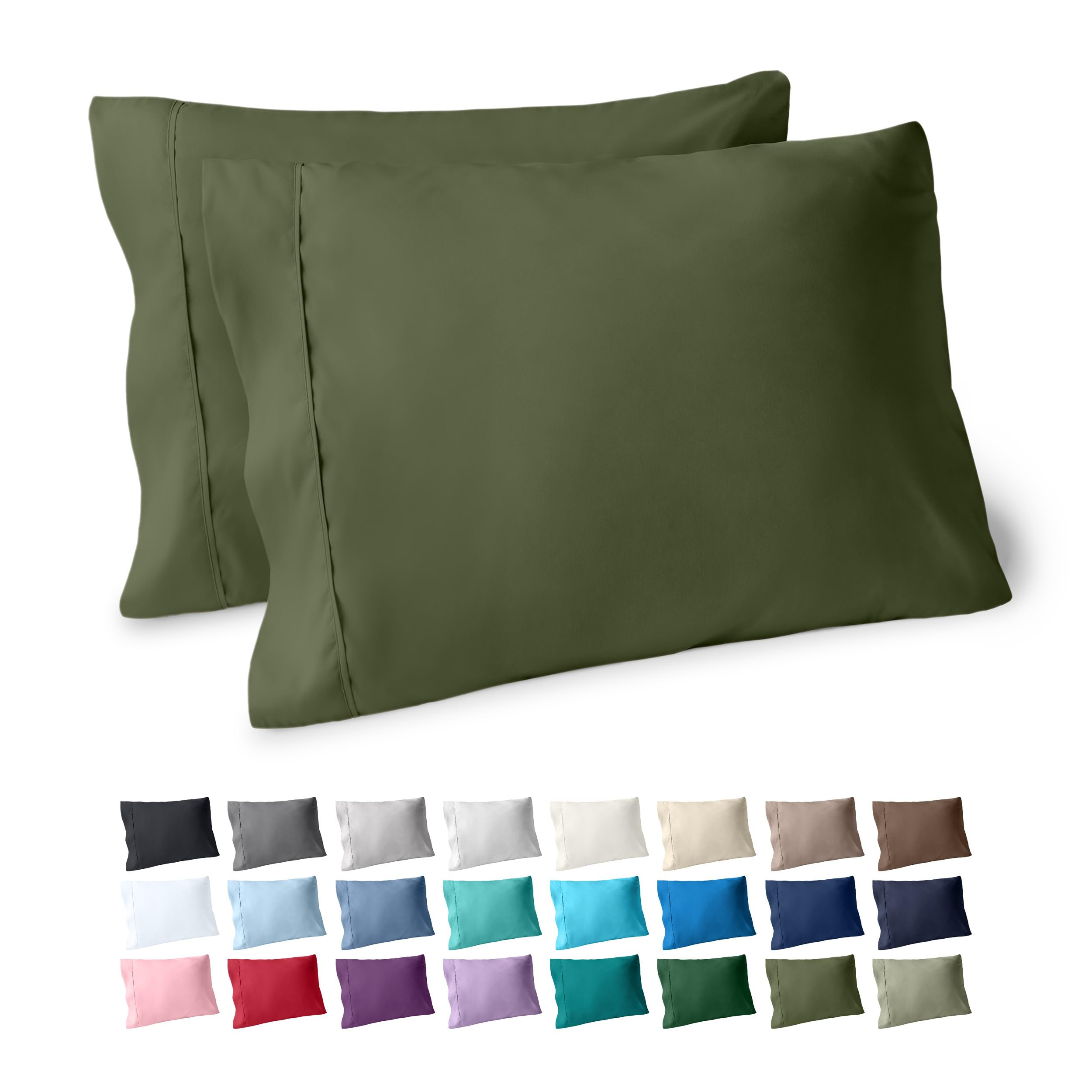 Bare Home Microfiber Pillow Cases - Standard/Queen Size Set of 2 - Cooling Pillowcases - Double B... | Amazon (US)