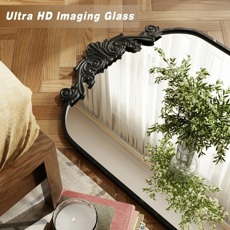 BEAUTYPEAK 38"x 24" Wall Decor Mirror Arched Metal Vintage Bathroom Mirror,Black | Walmart (US)