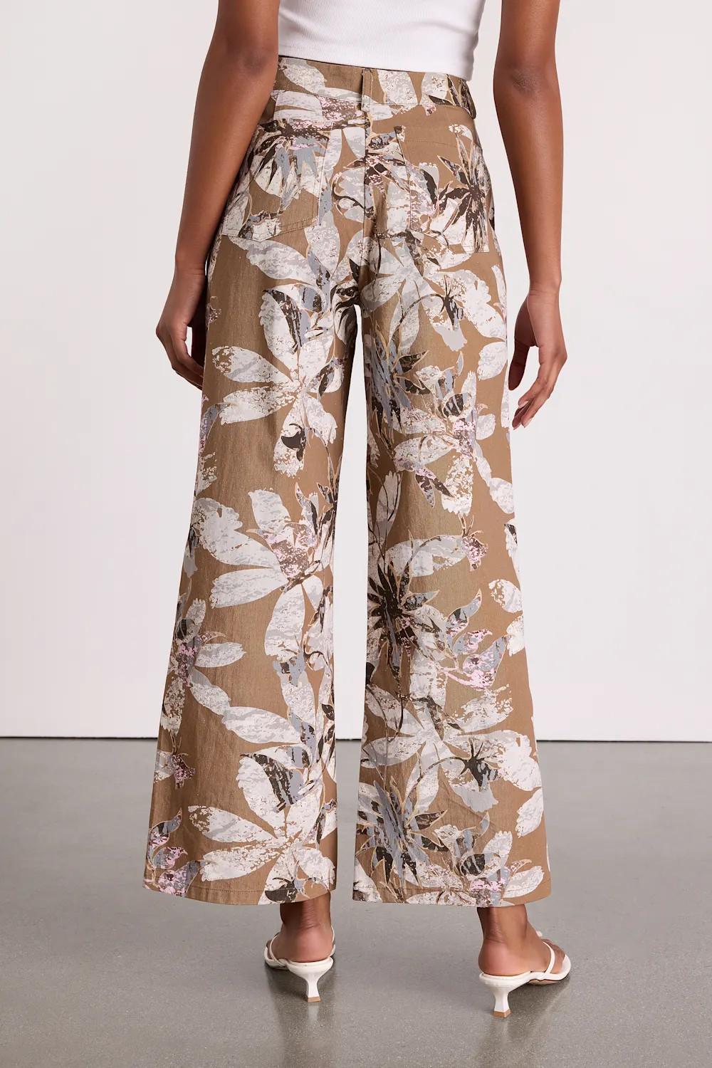 Venesse Light Brown Floral Twill Wide-Leg Pants | Lulus