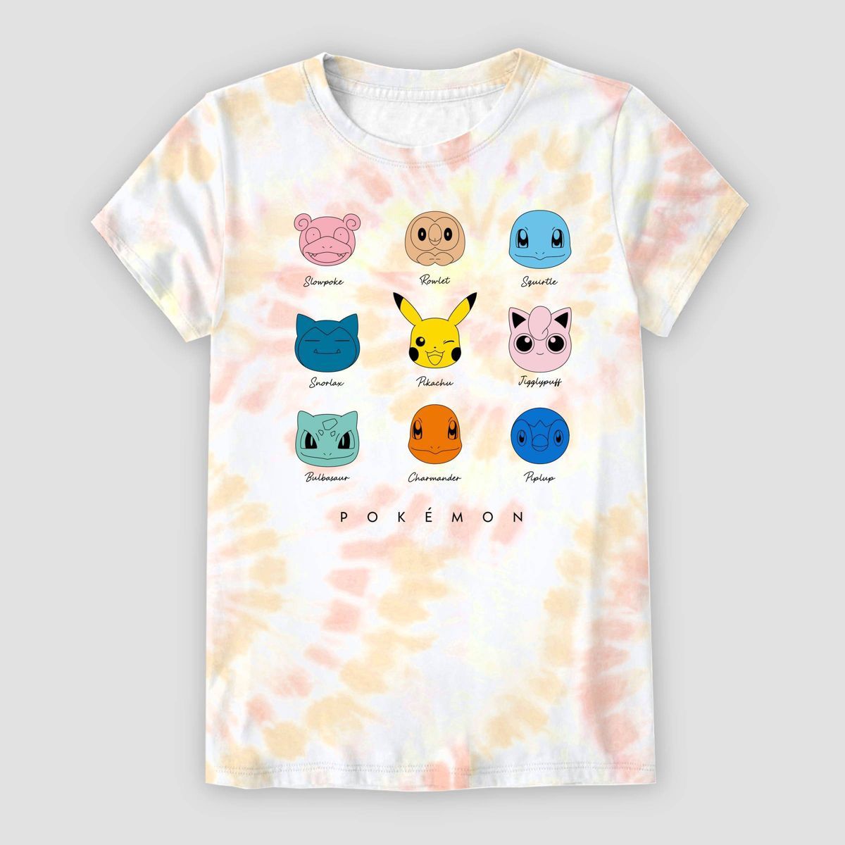 Girls'Pokemon Tie-Dye Short Sleeve Graphic T-Shirt - White/Orange XS: Jersey Cotton, Crewneck, Va... | Target