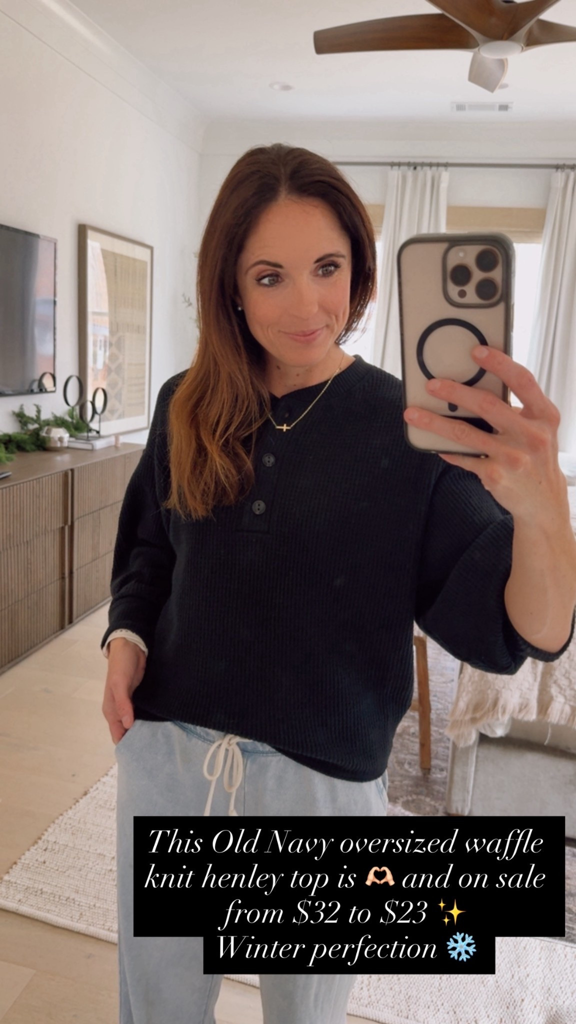 Loving this Old Navy Henley waffle knit oversized long sleeve top! It is on a huge sale right now $32 —> $23 ✨ The perfect winter staple for your closet ❄️

#LTKootd #LTKgrwm #LTKmomlife