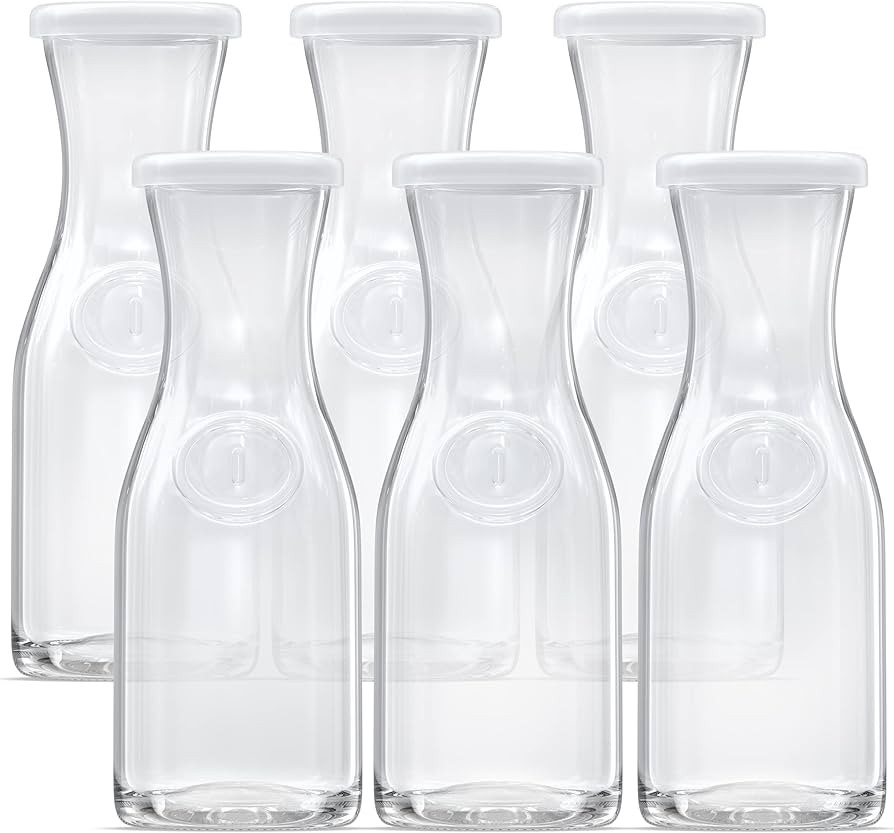 Kook Small Glass Carafes with Lids, Mini Beverage Pitcher, Clear Jugs for Mimosa Bar, Water, Wine... | Amazon (US)