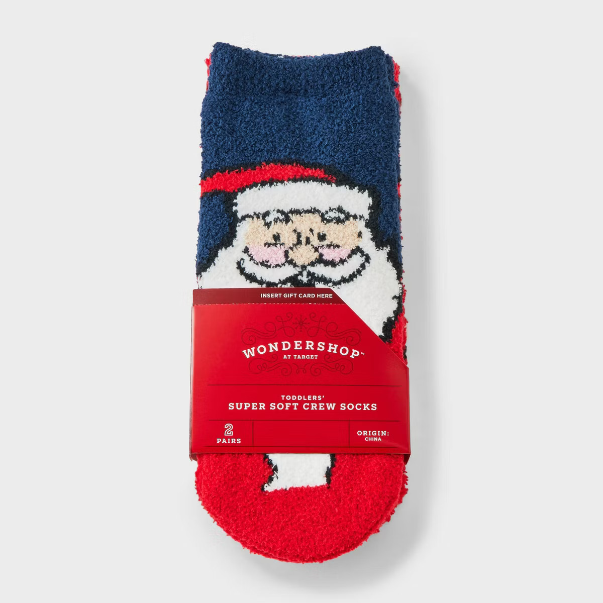 Toddler 2pk Cozy Christmas Santa Socks - Wondershop™ Red/Navy Blue 2T-3T | Target