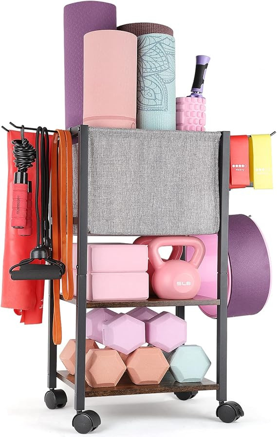 Yoga Mat Storage Rack Home Gym Equipment Workout Equipment Storage Organizer Yoga Mat Holder for ... | Amazon (US)