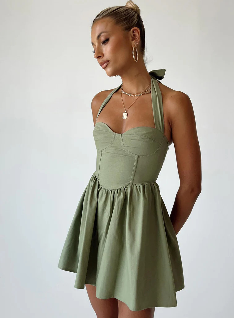 Lyle Mini Dress Sage | Princess Polly US