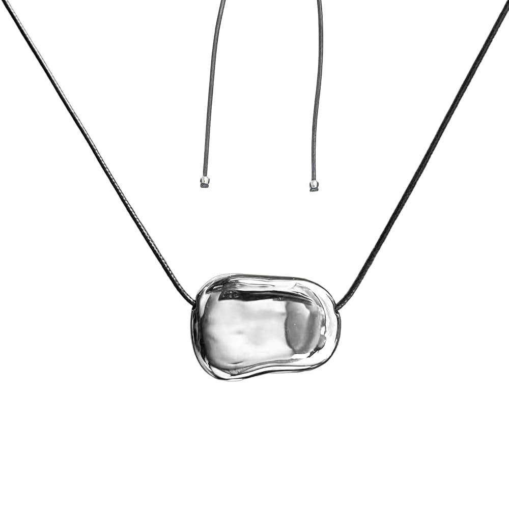 Acun Adjustable Bean Gold Plated Necklace Minimalist Chunky Stainless Steel Bean Cord Pendant Dai... | Amazon (US)