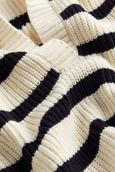 Rib-knit Polo Sweater - Cream/black striped - Ladies | H&M US | H&M (US + CA)