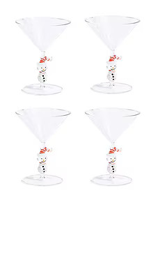 The Favorites Snowman Sips Martini Glasses Set Of 4 from Revolve.com | Revolve Clothing (Global)