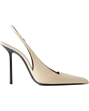 THESHY Women's Pointed Toe High Stiletto Heels Slingback Stretch Slip-on Pumps Backless Patent Le... | Amazon (US)