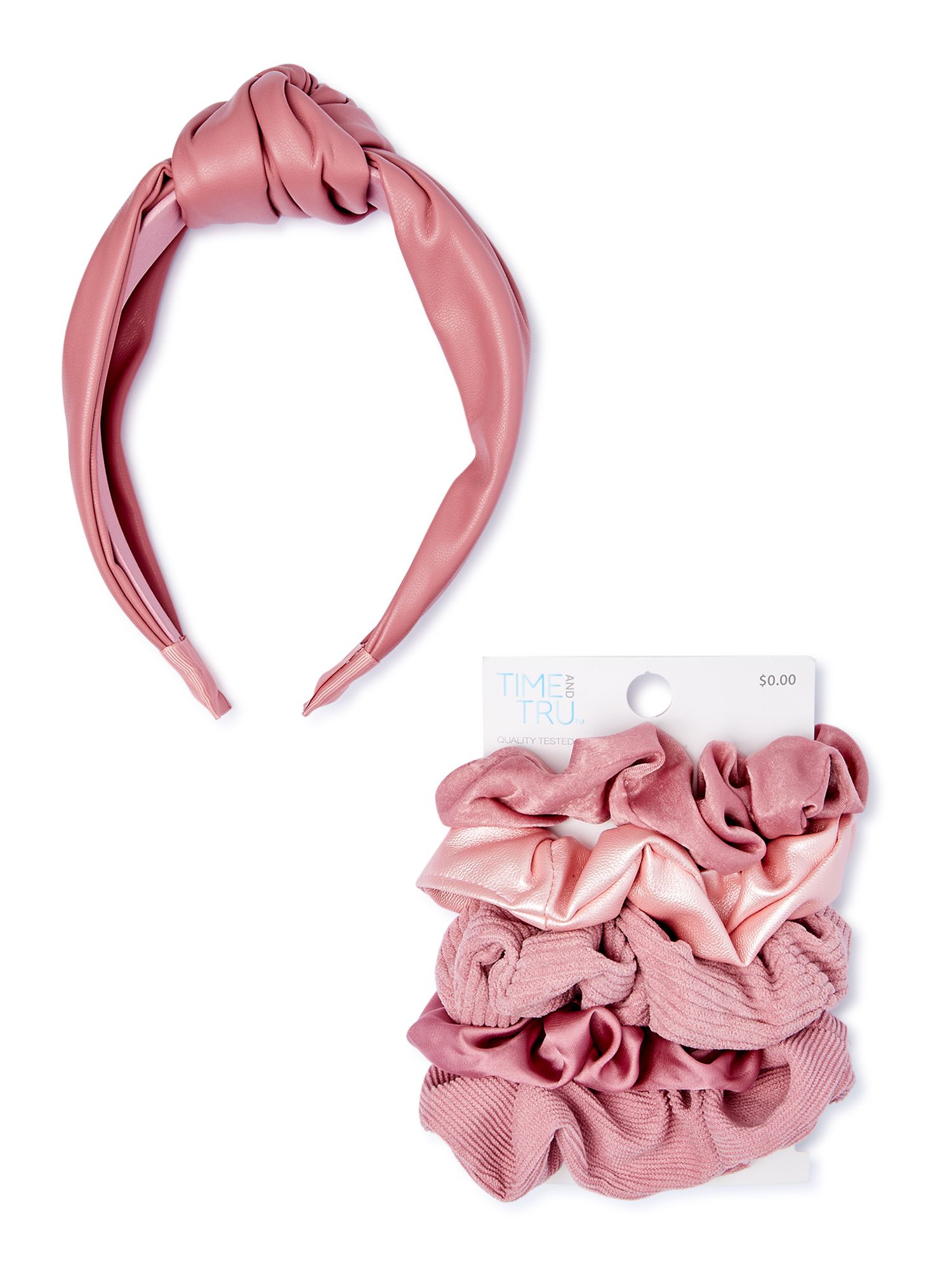 Time & Tru Twisters & Faux Leather Top Knot Headband Set, 6-Piece | Walmart (US)