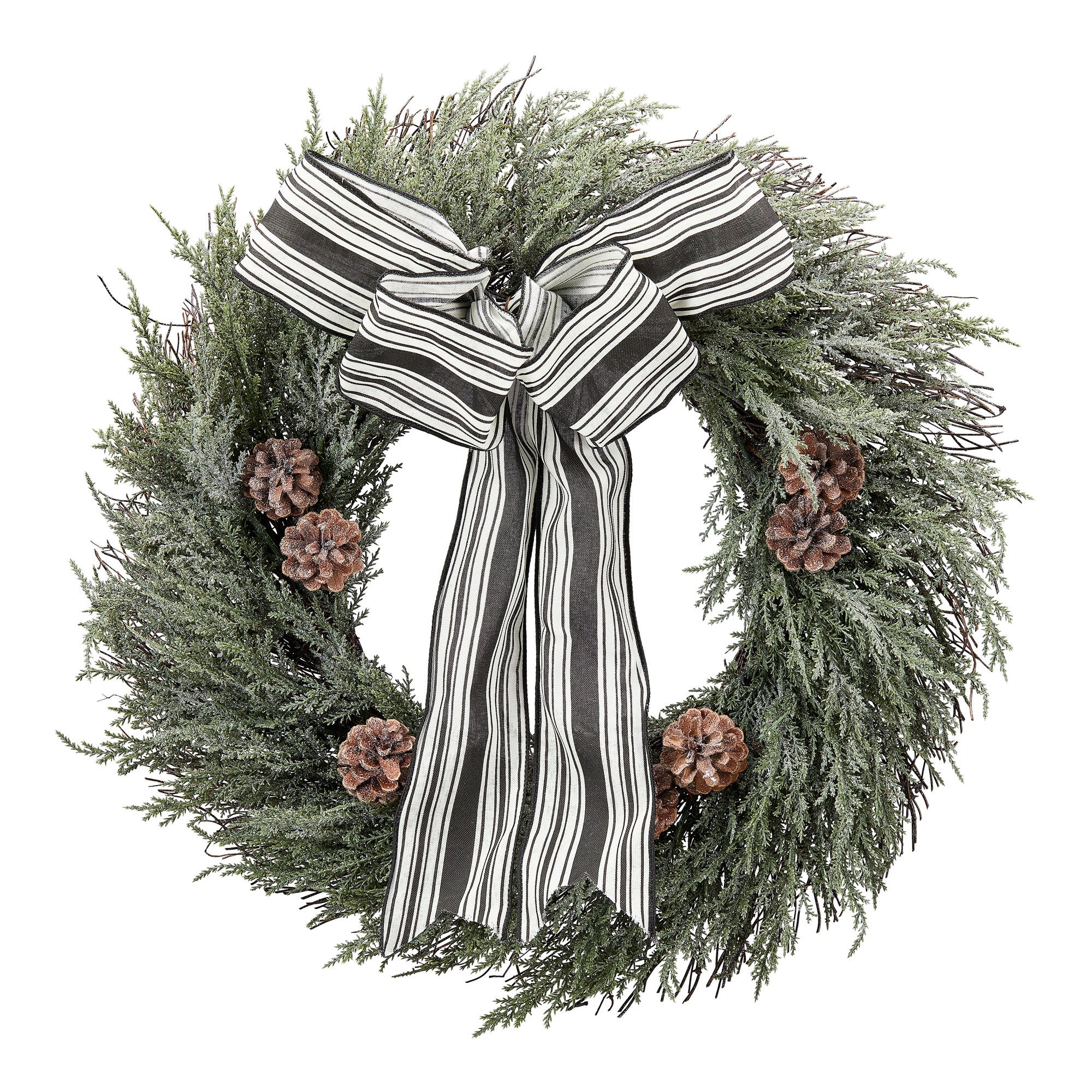 Holiday Time Flocked Wreath with Pine Cones and Bow, 22" - Walmart.com | Walmart (US)