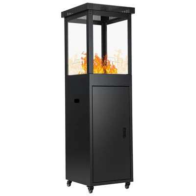 Propane Patio Heater 59" 41,000 BTU Modern Freestanding Glass Tower With Wheels | Wayfair North America