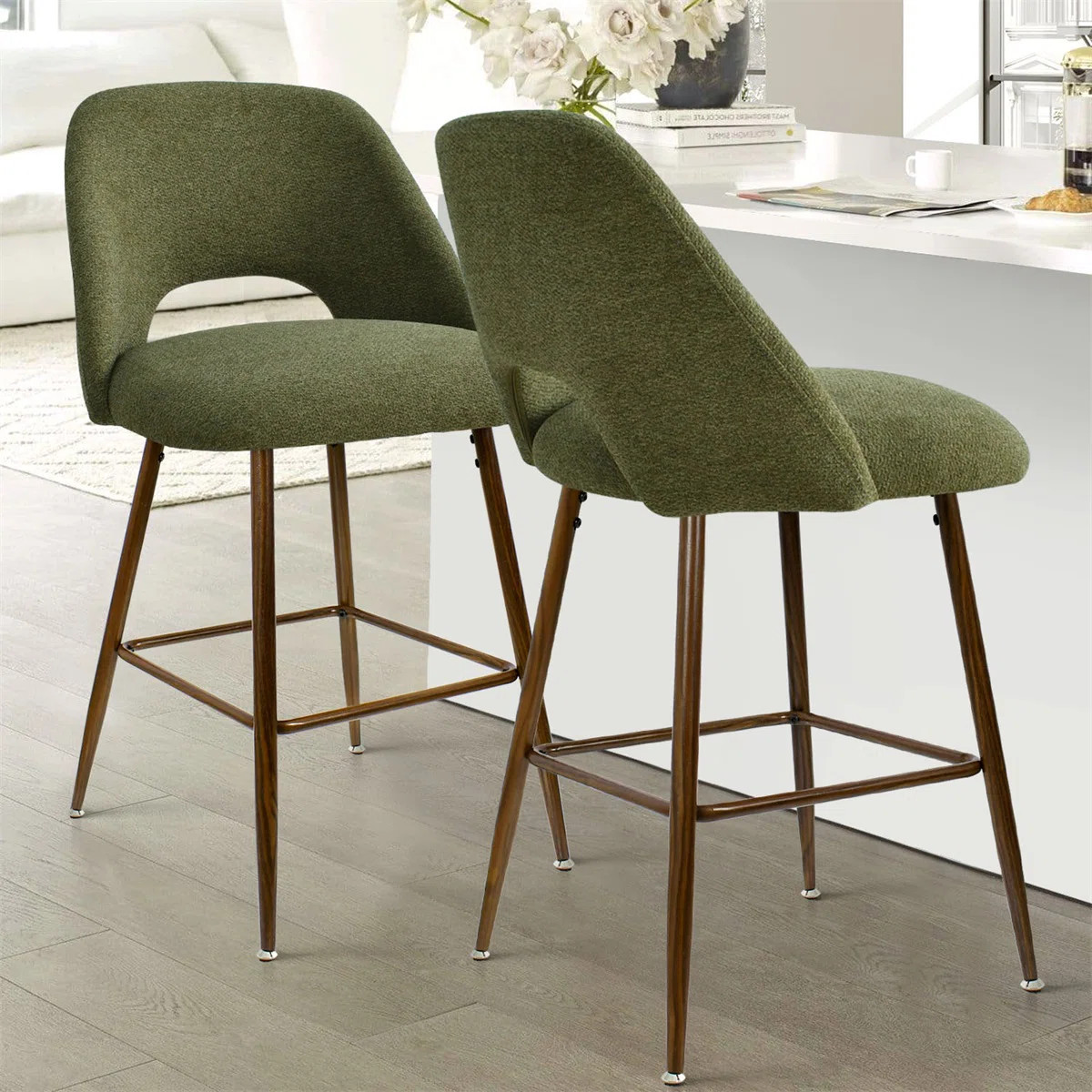 Berneta 26" H Upholstered Counter Stools (Set of 2) | Wayfair North America