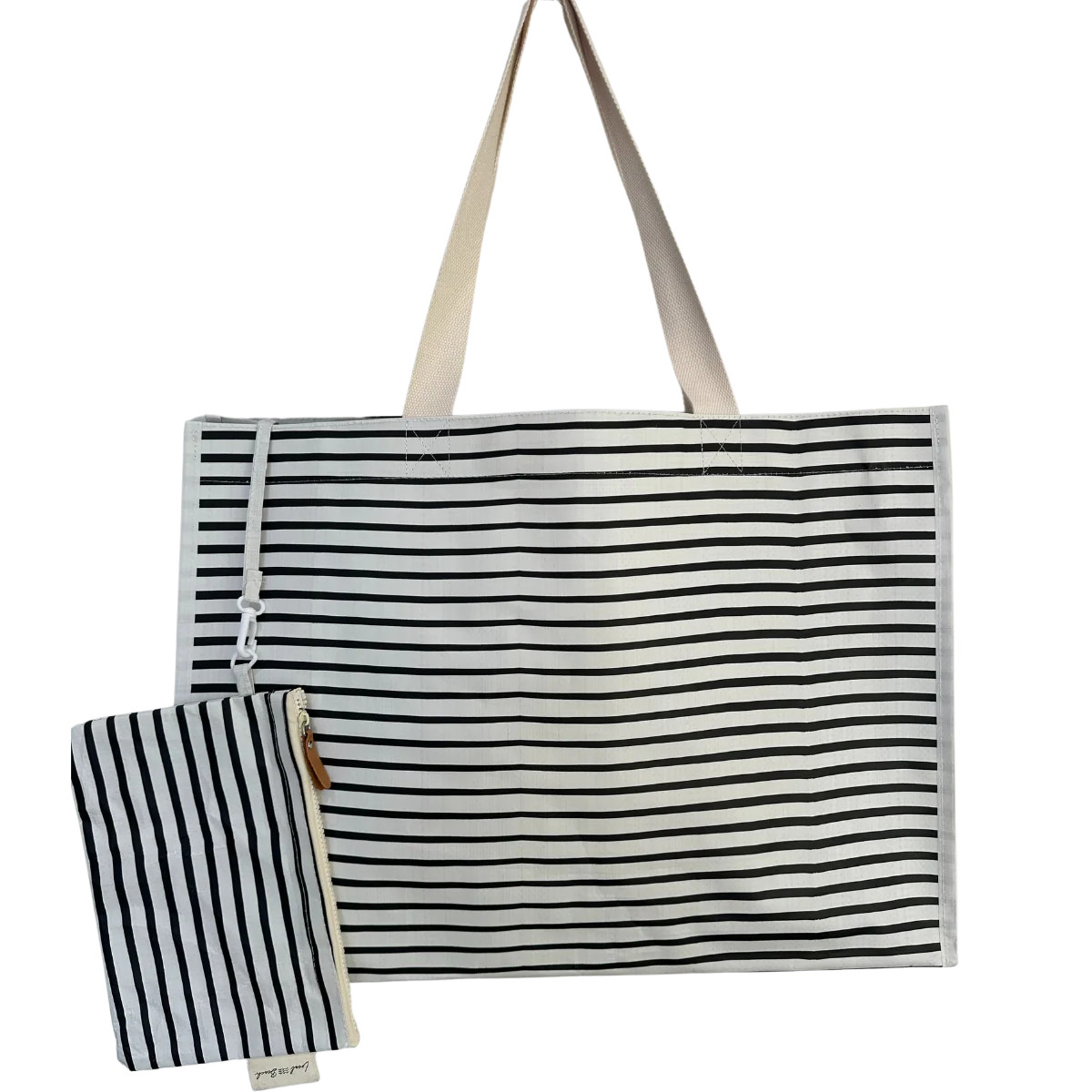 Thin Stripe XL All Day Bag with Matching Removable Pouch | Local Beach
