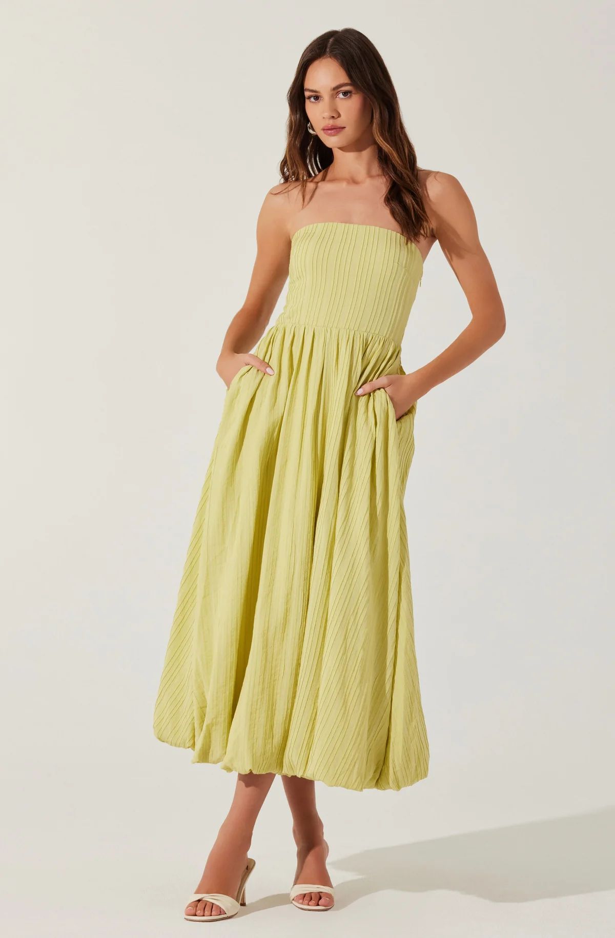 Strapless Linen-Blend Midi Dress | ASTR The Label (US)