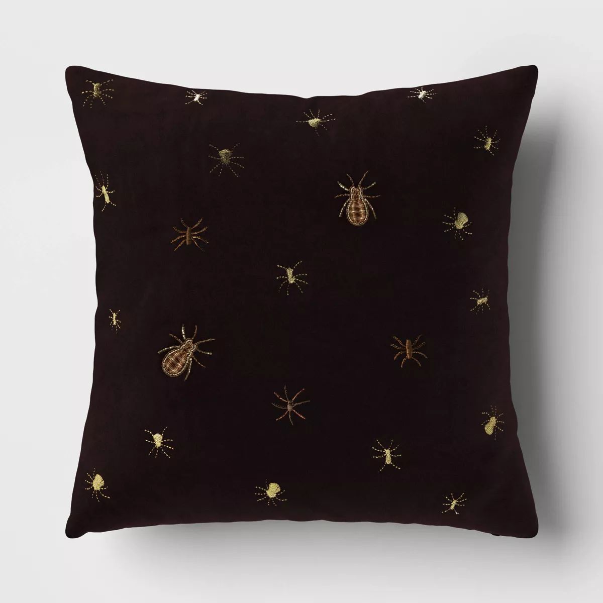 Beaded and Embroidered Spider Cotton Velvet Square Halloween Throw Pillow Gold/Black - Threshold... | Target