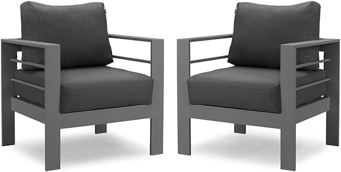 Solaste Patio Furniture Metal Armchair,2 PCS All-Weather Aluminum Garden Outdoor Contemporary Sof... | Amazon (US)