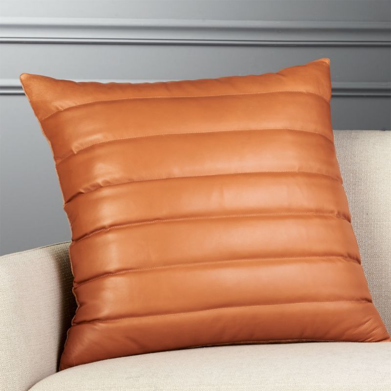 23" Izzy Saddle Brown Leather Pillow | CB2 | CB2