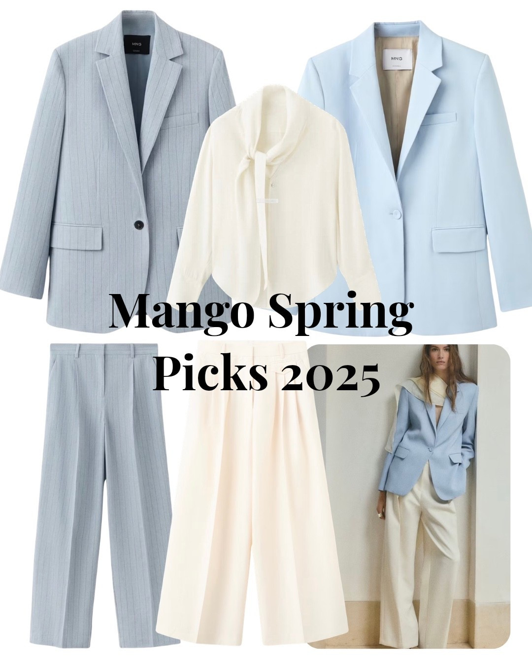 Love these pieces from Mango this Spring 2026. Love this shade of blue, pinstripes are brown so pairs well with leather accessories 

#LTKspring #LTKover50style #LTKworkwear
