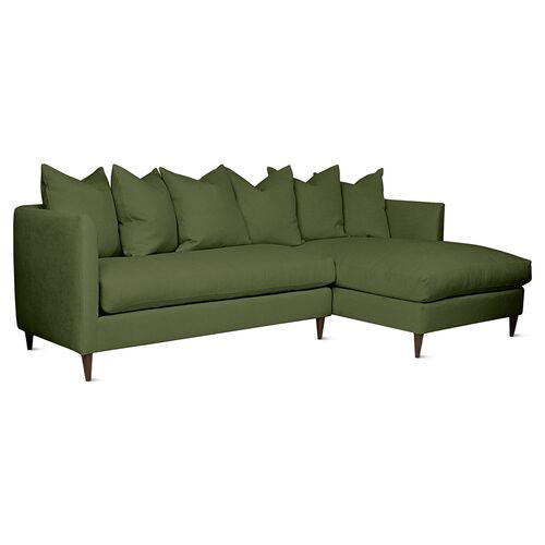 Kim Salmela - Laguna Linen RF Sectional - Green | One Kings Lane