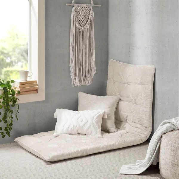 Intelligent Designs Arwen Poly Chenille Lounge Floor Pillow - Ivory | Bed Bath & Beyond