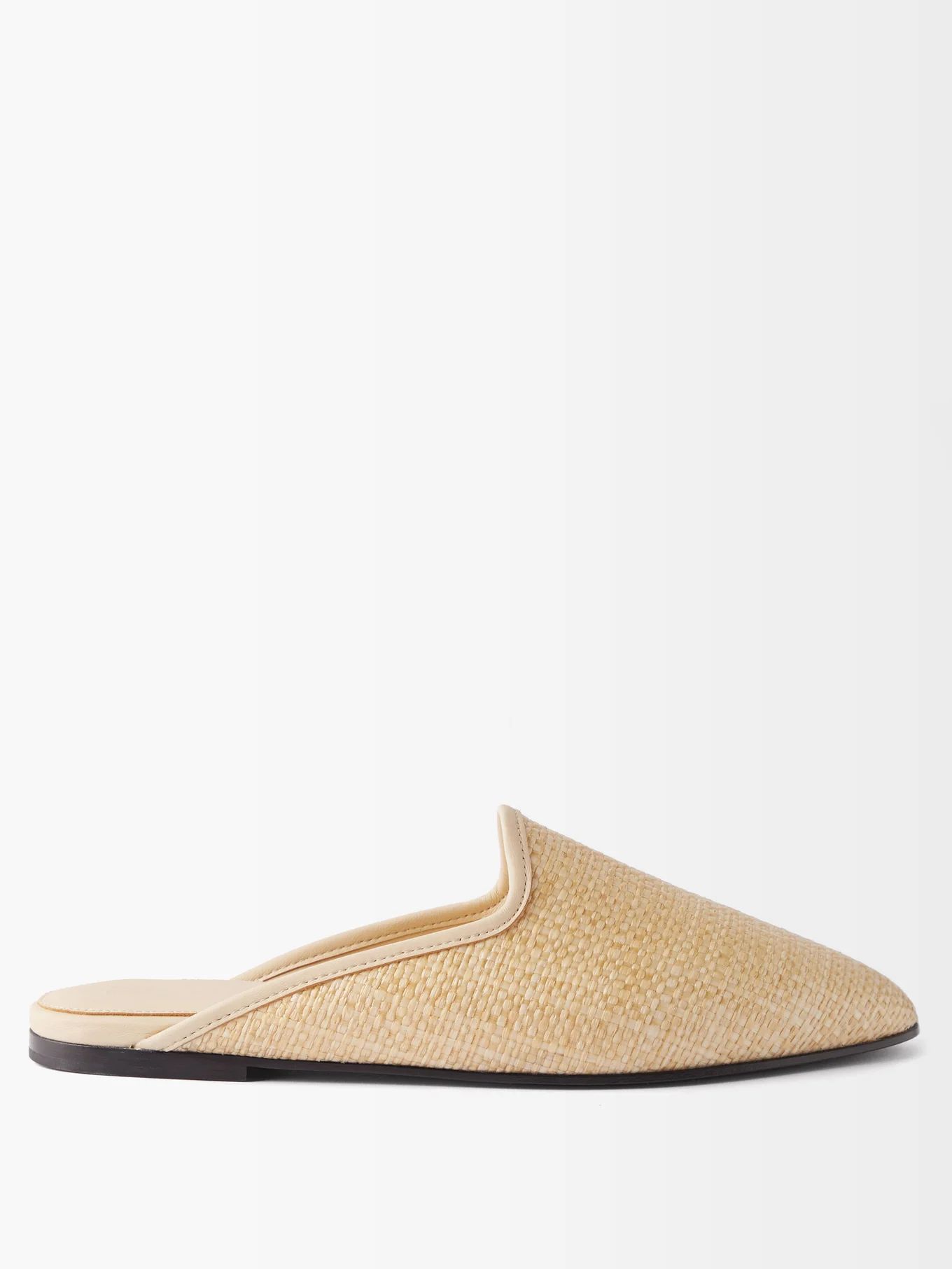Almond-toe raffia backless loafers | Toteme | Matches (US)