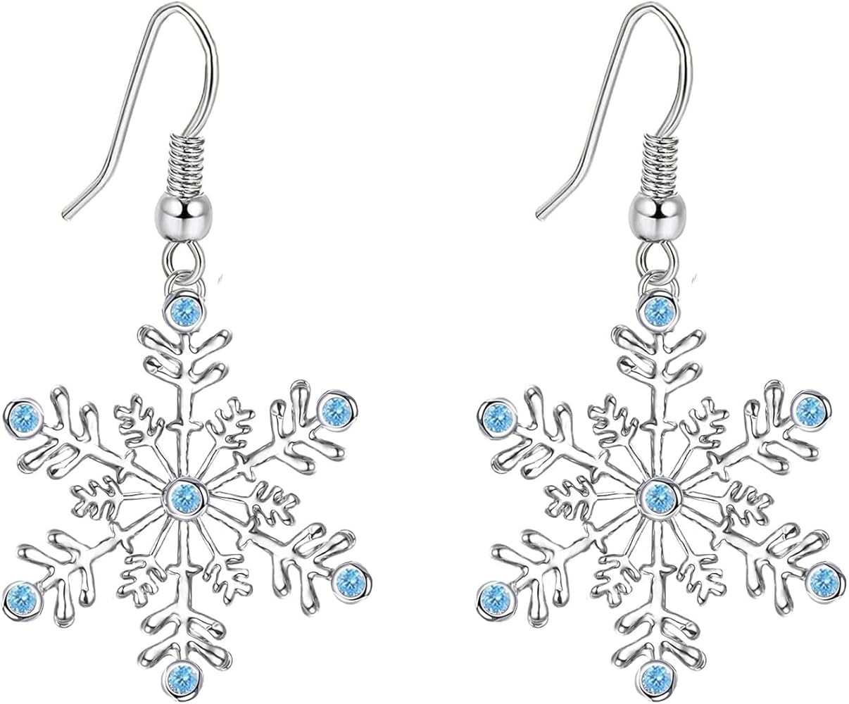 SELOVO Snowflake Earring Clear Cubic Zirconia Sparkle Hook Dangle Drop Earrings for Women for Chr... | Amazon (US)